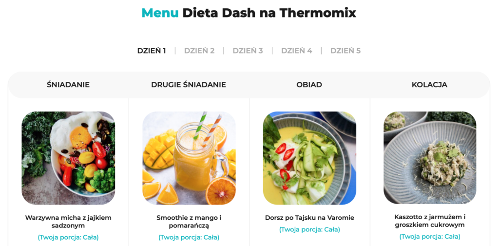 przykładowy jadłospis diety dash na Thermomix