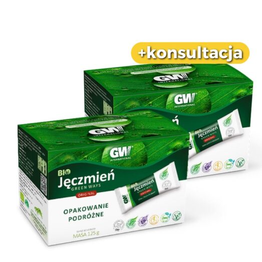 BIO SOK Z MŁODEGO JĘCZMIENIA GREEN WAYS PROSZEK OPAKOWANIE PODRÓŻNE 125G + 125G (GRATIS)+ KONSULTACJA