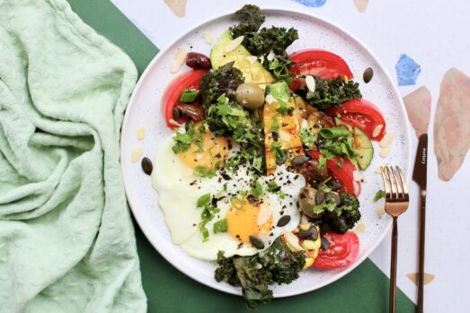 grillowane warzywa z jajkiem sadzonym Dietomix