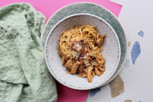 Wegetariańska Carbonara z Boczniakami